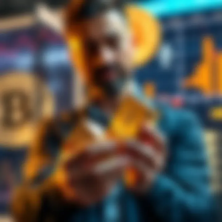 Investor Transition to Gold An investor holding gold bars while Bitcoin and Ethereum logos fade in the background, symbolizing the shift to precious metals amid market concerns.