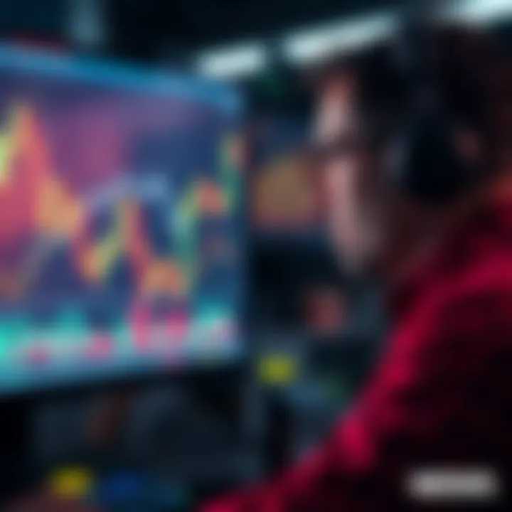 An investor closely observing stock market trends with graphs and charts on a screen, highlighting the importance of timing in financial decisions.