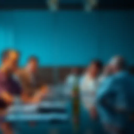 A group of worried investors discussing new governance proposal in a boardroom setting