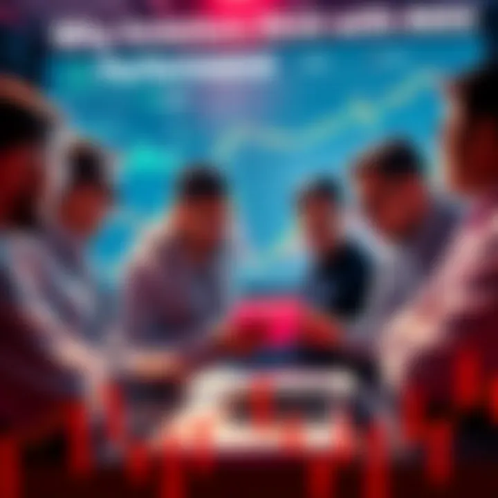 Group of investors reviewing charts and graphs related to AVAX cryptocurrency performance