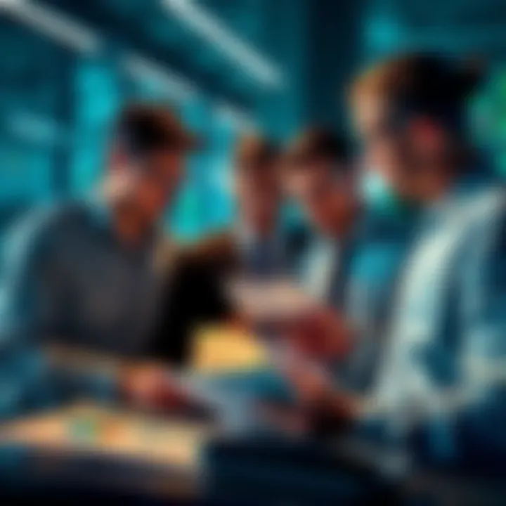 Investors Analyzing Market Trends A group of investors studying charts and financial reports, discussing investment strategies in a professional setting.