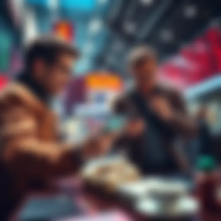 Investors actively purchasing stocks during a market dip, showing confidence in future recovery.