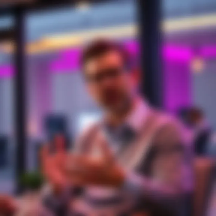 Jack Dorsey, CEO of Block, discussing the company's support for stablecoins in a modern office setting.