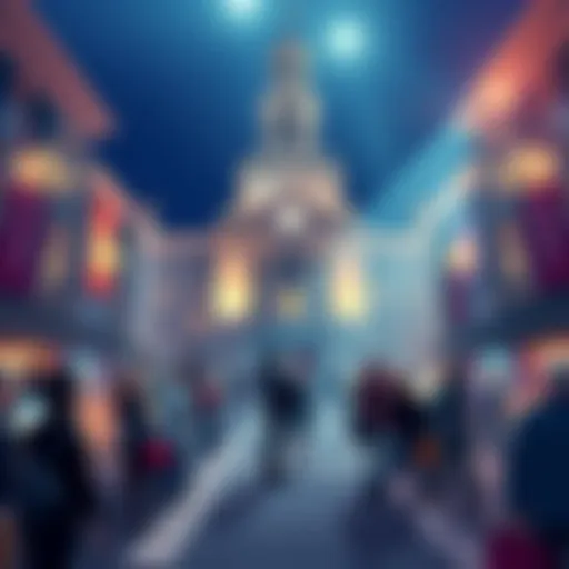 An illustration featuring Jackson Square with auction paddles and excited people bidding