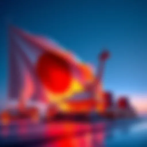 Japanese flag with a rising chart symbolizing the approval of cryptocurrency ETFs by 2028