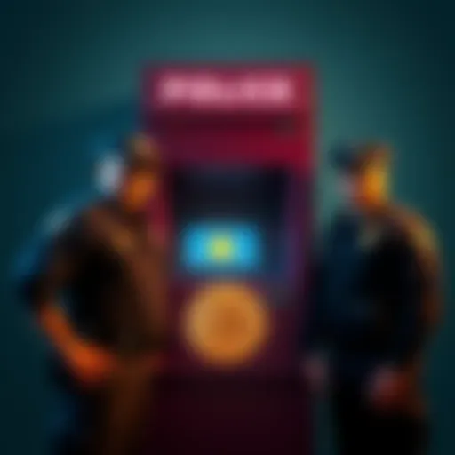 Jasper County officers stand beside a Bitcoin machine where $32,000 was seized, showcasing the crackdown on cryptocurrency scams.