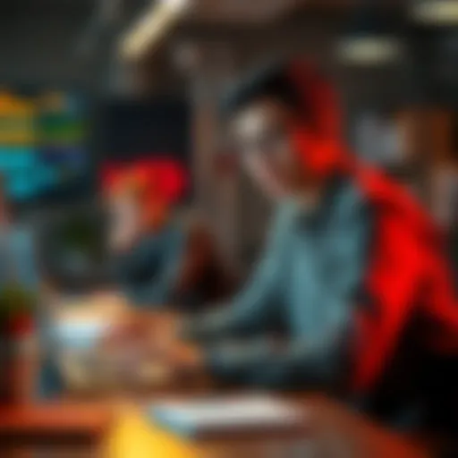 A young professional researching job opportunities in Web3 and blockchain technology at a desk with a laptop and notebooks.