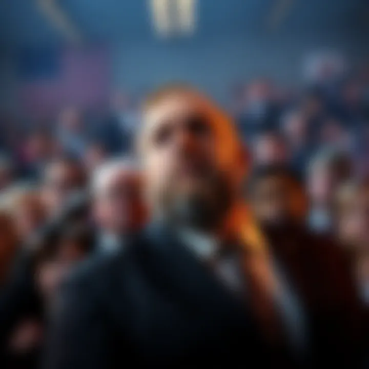 Senator John Fetterman is seen standing in front of a crowd with concerned faces, reflecting tensions within the Democratic party about his campaign involvement.