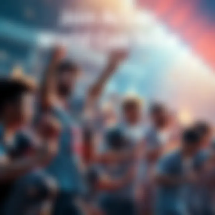 Players gathering to form an active team for the World Cup, showcasing excitement and teamwork.