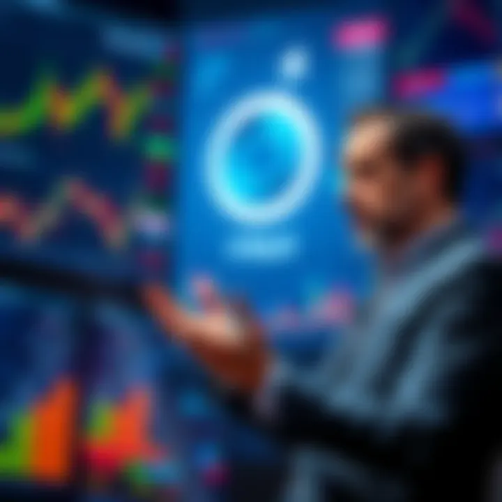 Joseph Chalom, former head of digital assets at BlackRock, speaks about the importance of oracles in finance, surrounded by financial charts and data visuals.