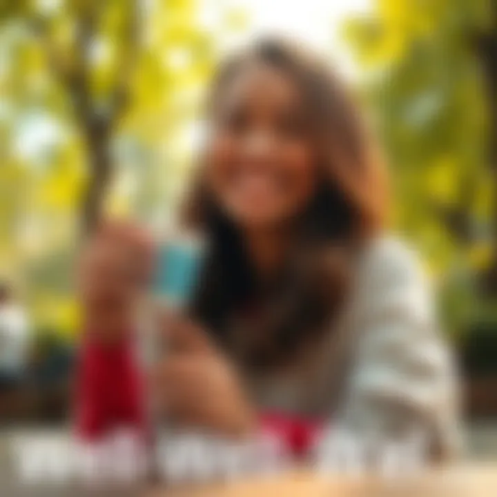 A person smiling while enjoying a cup of coffee in a sunny park, surrounded by nature.