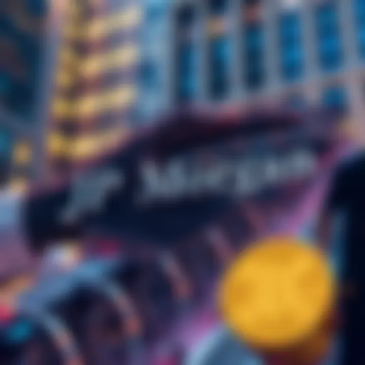 A visual representation of JP Morgan's involvement in cryptocurrency, highlighting actions like shorting MicroStrategy and debanking clients.