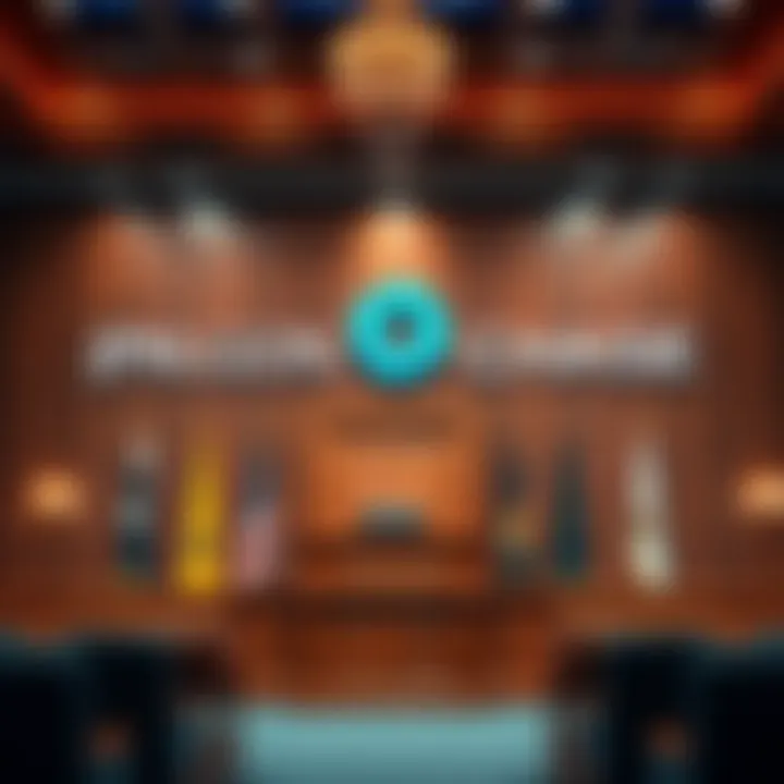 Graphic showing a courtroom with JPMorgan Chase logo and a Ponzi scheme representation, emphasizing legal action over fraud allegations.