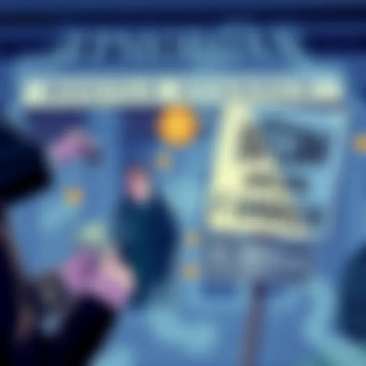 A graphic showing a person withdrawing funds from a bank, with Bitcoin symbols in the background and a protest sign about financial freedom.