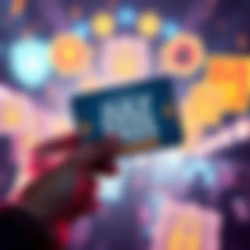 A person holding a July Reward Pass with symbols of unlocked rewards in the background