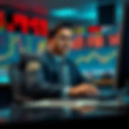 FBI Director Kash Patel sits at a desk analyzing stock trade data with a concerned expression