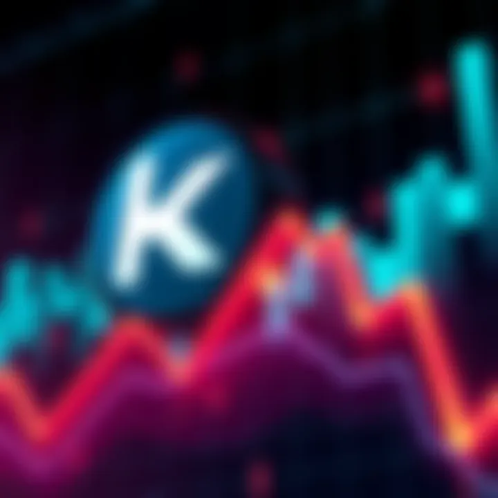Kaspa logo with a declining graph A graphic showing the Kaspa cryptocurrency logo alongside a downward trending graph, symbolizing its market struggles and future concerns in the crypto sector.