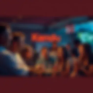 A diverse group of people enjoying a community event, sharing thoughts on Kendu products, showcasing engagement and support for the crypto space.