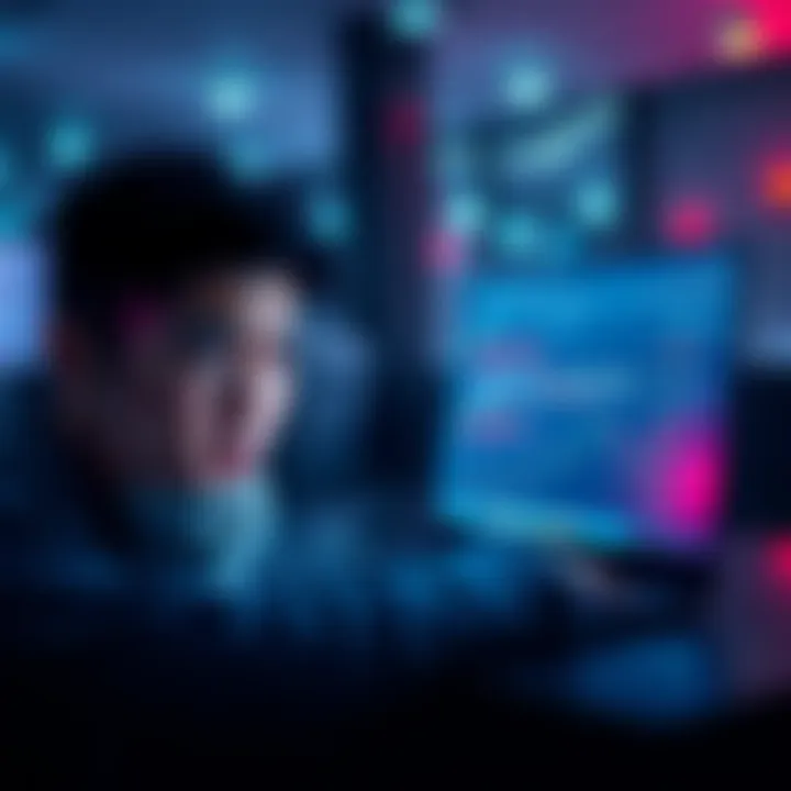 A person looking frustrated while checking KuCoin on a laptop with error messages displayed on the screen.