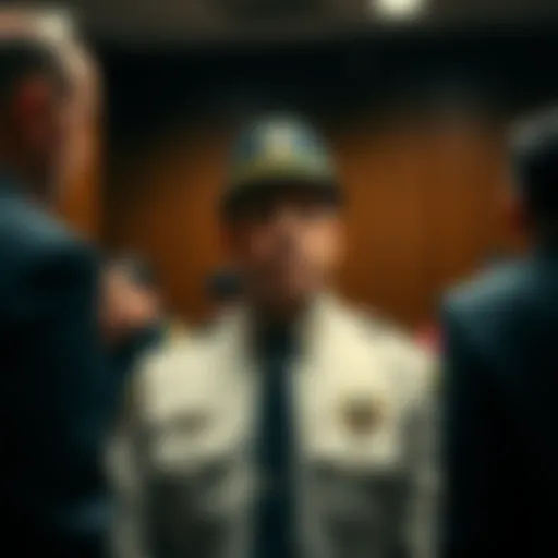 A former LA sheriff's deputy stands in court during sentencing for involvement with a crypto figure