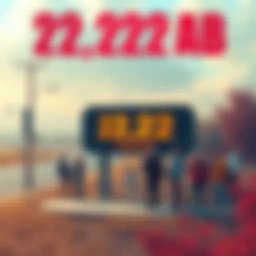 A landmark sign marking 22,222 Ab with people discussing its impact on the community.