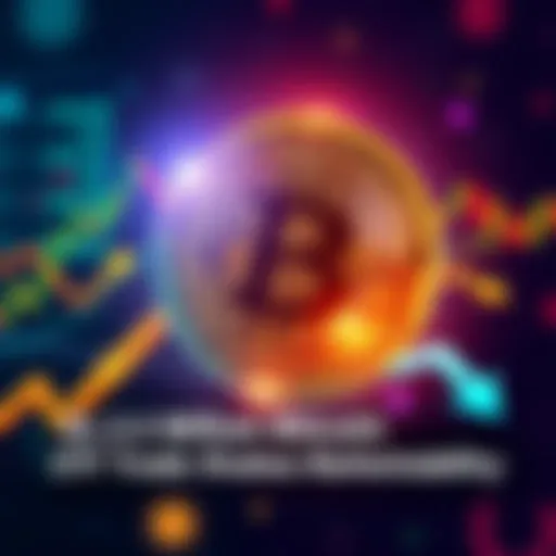Visual representation of a Bitcoin logo with financial charts and arrows indicating market stability, symbolizing a significant ETF trade.