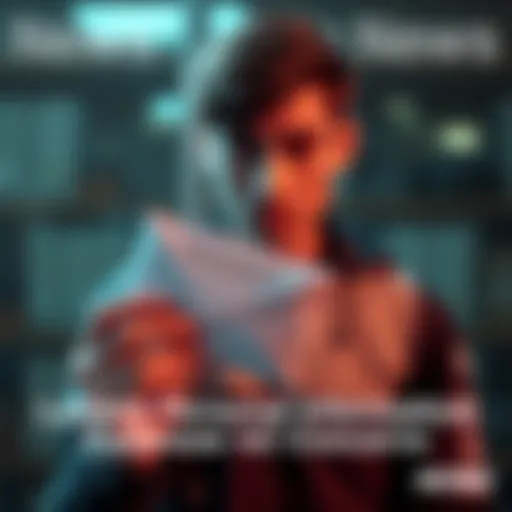 A person holding an envelope with leaked personal information and a worried expression