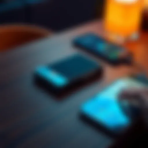 A sleek Ledger Nano X hardware wallet resting on a wooden table with a smartphone connected via Bluetooth.