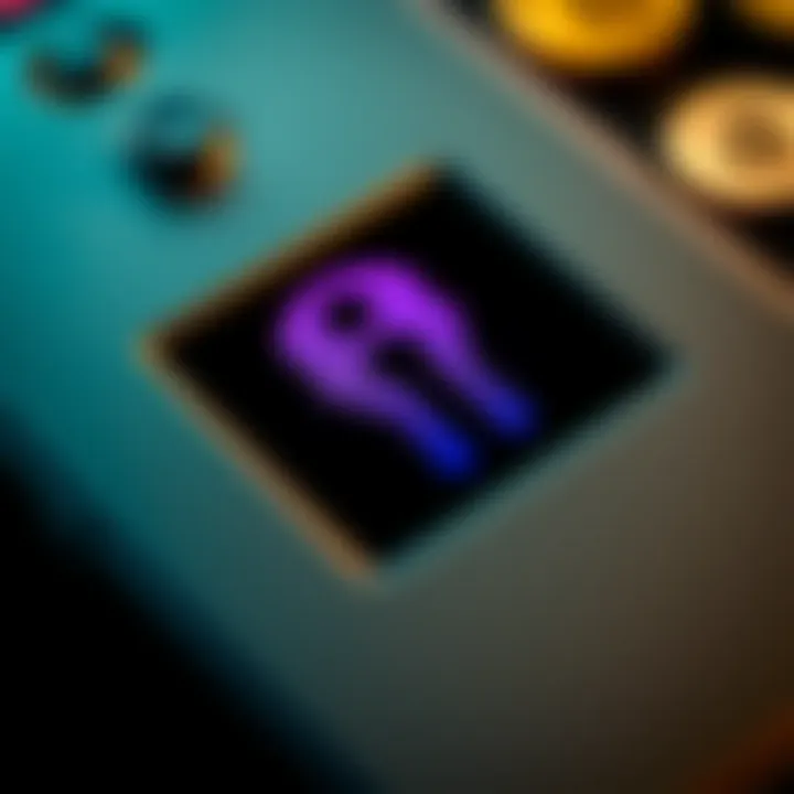 A close-up of a Ledger device with a recovery key displayed, symbolizing security for cryptocurrency wallets.