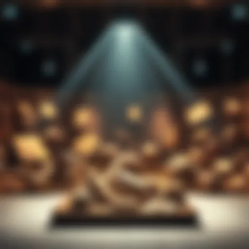 A visual showcase of rare legendary parcels with a spotlight effect, highlighting their uniqueness and value.