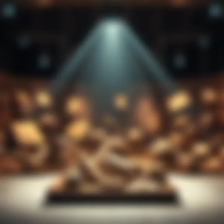 A visual showcase of rare legendary parcels with a spotlight effect, highlighting their uniqueness and value.