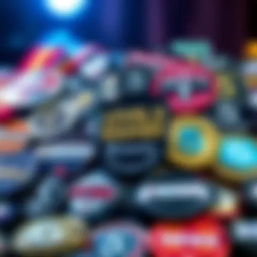 A collection of Level 5 badges showing different designs and colors, stacked together, symbolizing achievement and recognition.