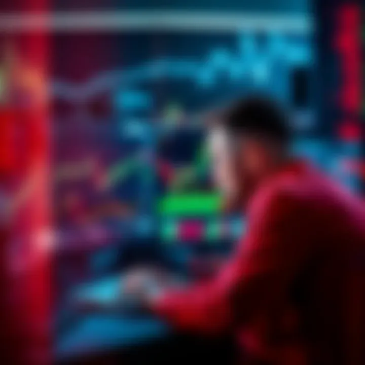 A trader analyzing financial charts on a computer, focused on market trends and liquidity strategies.