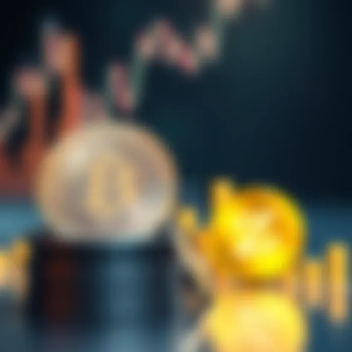 A visual comparison of Litecoin and Zcash symbols with a rising graph in the background, illustrating potential price movements before halving.
