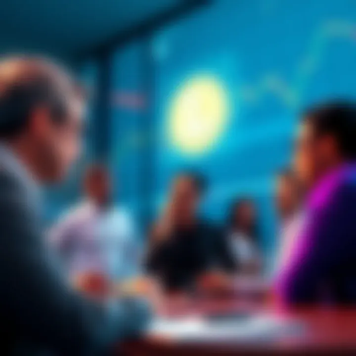 Group of people engaged in a discussion about Litecoin trading strategies