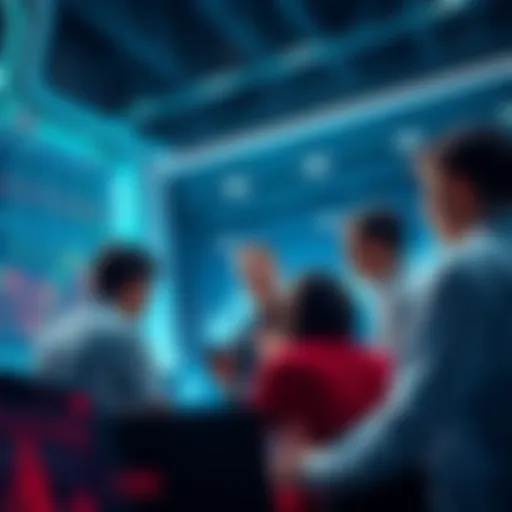 A group of people discussing Litecoin trading strategies and market trends.