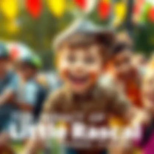A cheerful young boy with a cap and mischievous smile, embodying the character of Little Rascal, surrounded by friends in a fun outdoor setting.