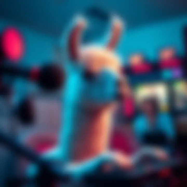 Llama character in a gaming setting, focused on in-game sounds instead of using a soundboard.