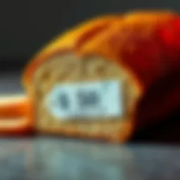 A loaf of bread placed beside a price tag showing $60, highlighting the high cost of bread in 2026