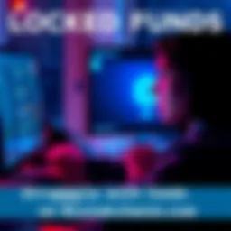 A frustrated person looking at their computer screen while trying to log in to Blockchain.com with a locked account.