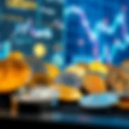 A group of diverse cryptocurrencies displayed on a digital screen, symbolizing stability and growth for investors in 2026.