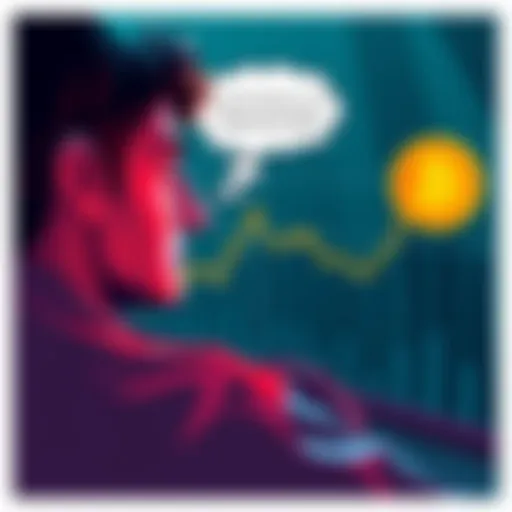 A person looking at a graph showing Bitcoin's increase in value, with a thought bubble about a past weed purchase, feeling regret