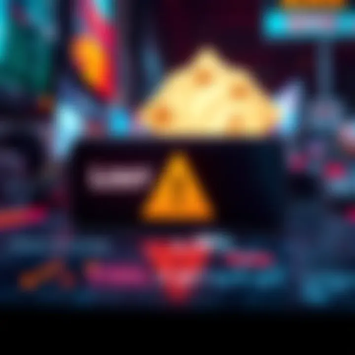 A visual representation of a digital wallet showing missing funds with a warning symbol