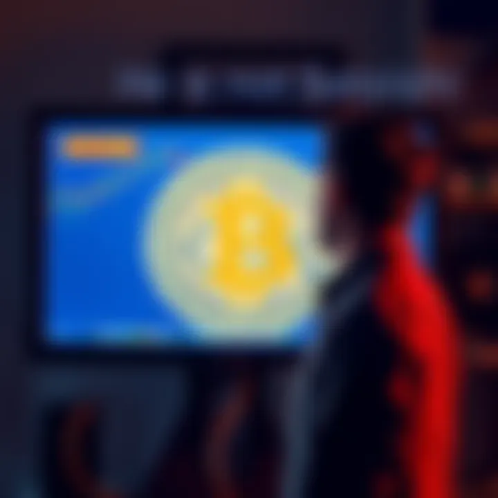 A person stands in front of a computer showing the Bitcoin logo, with a serious expression as he announces he is not Satoshi Nakamoto.