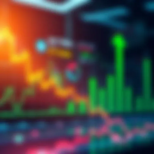 Graph showing 64% of market trends pointing upward with green indicators