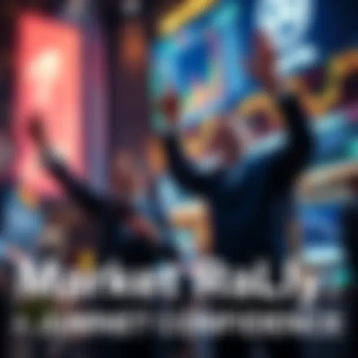 Traders celebrate as stock charts rise, showcasing a positive market shift from fear to confidence.