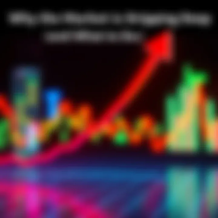 Graph showing a steep decline in market values with downward arrows