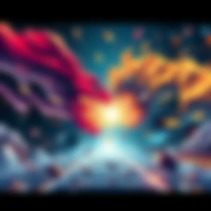 Illustration showing two opposing market forces colliding, symbolizing economic competition and transformation.