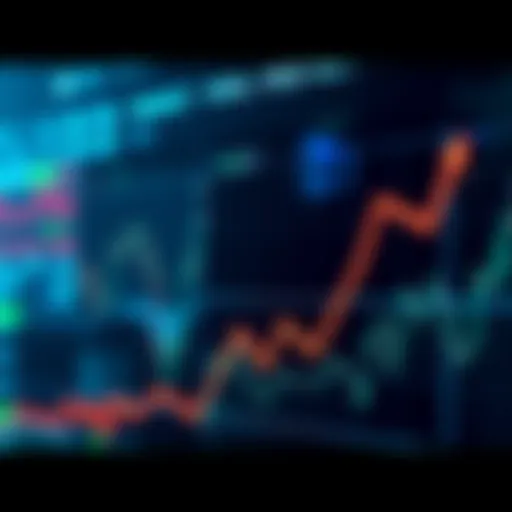 Graph showing a downward trend in market prices with financial icons