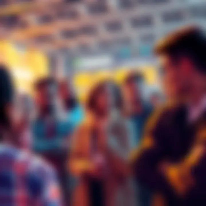 A group of diverse people discussing cryptocurrency trends and expressing commitment to holding their assets amidst market volatility.